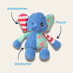 Plüsch-Spielzeug Tilda – Fuchs, Hase & Elefant mit Quietscher für Spiel & Spaß