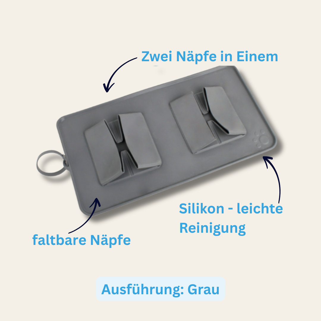 Reise-Doppelnapf Britt – platzsparend für Futter und Wasser to go